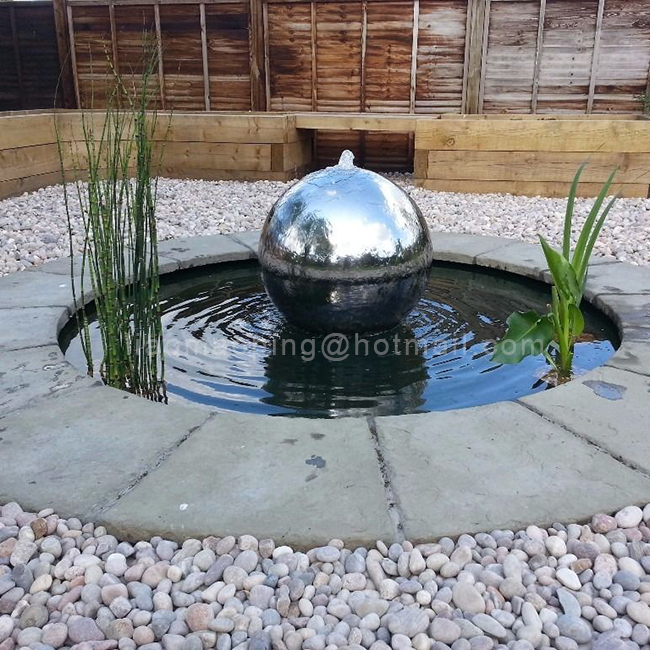 Garden Decorated Stainless Steel Sphere water feature